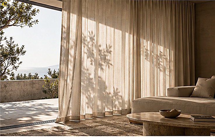 Cortinas en un espacio con luz natural — foto temporal